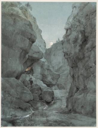 Gorge in the Moonlight with Guard