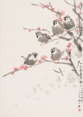 Five Sparrows and Plum Blossom