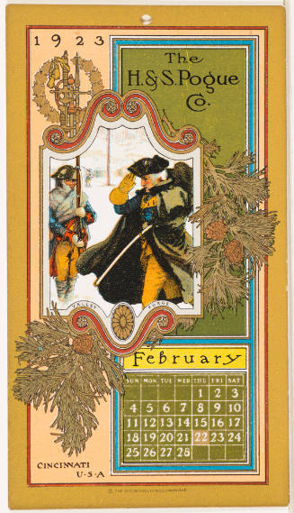 Calendar Card /  February 1923 H & S Pogue Co