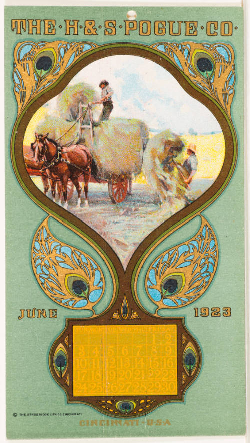 Calendar Card /  June 1923 H & S Pogue Co.