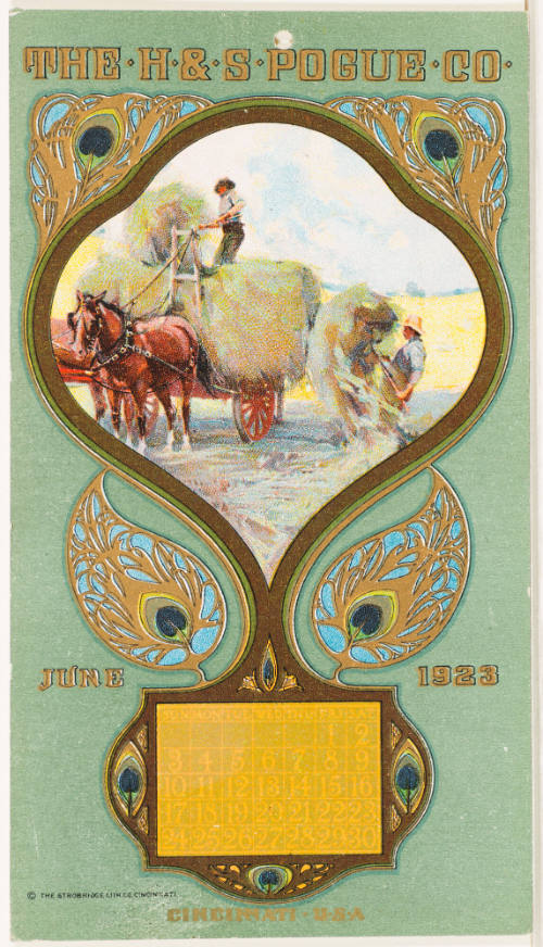 Calendar Card /  June 1923 H & S Pogue Co.
