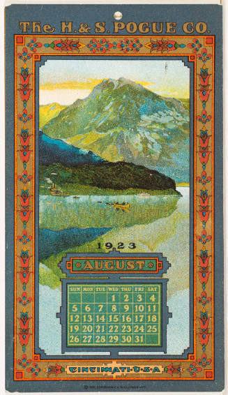 Calendar Card /  August 1923 H & S Pogue Co.