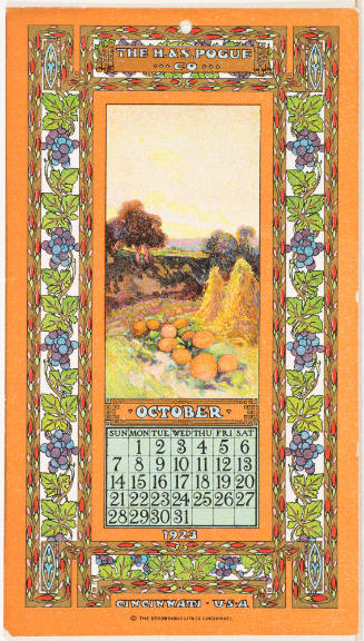 Calendar Card /  October 1923 H & S Pogue Co.