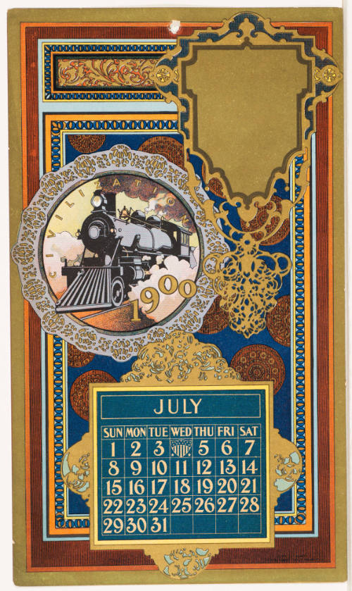 Promotional Calendar Card Samples / July 1900