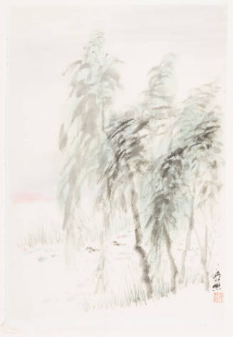 Rainy Trees and Lotus Pond