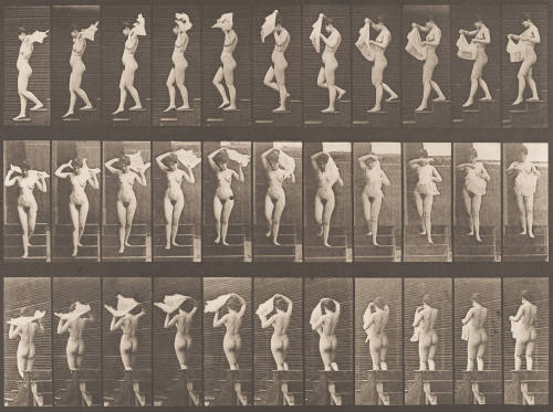 Descending Stairs and Throwing Handkerchief over Shoulders