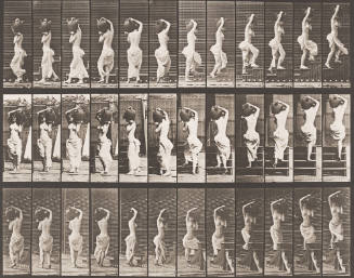 Turning and Ascending Stairs, a Water Jar on Left Shoulder