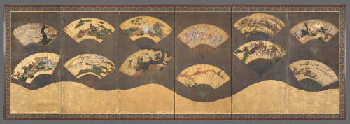 Fan-decorated Screen